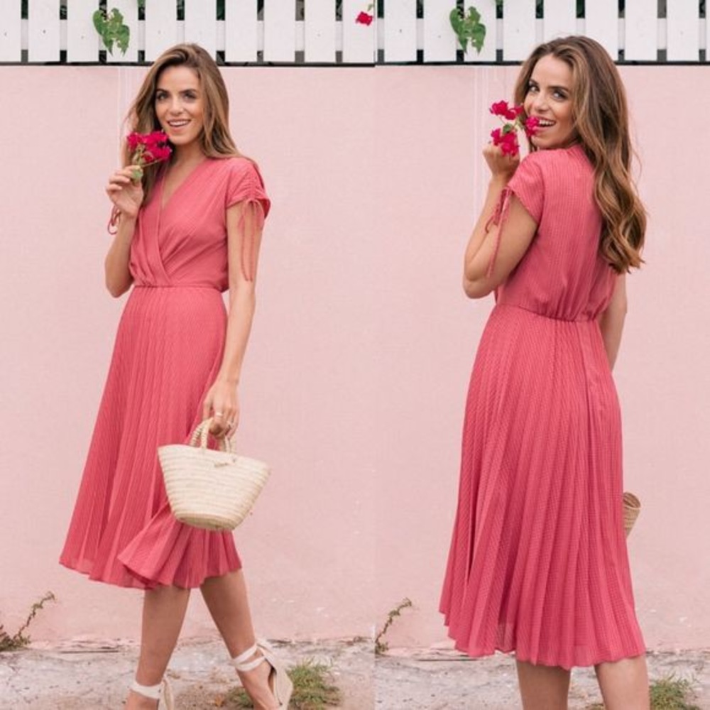 Gal Meets Glam Angelica Pleated Pink Dress